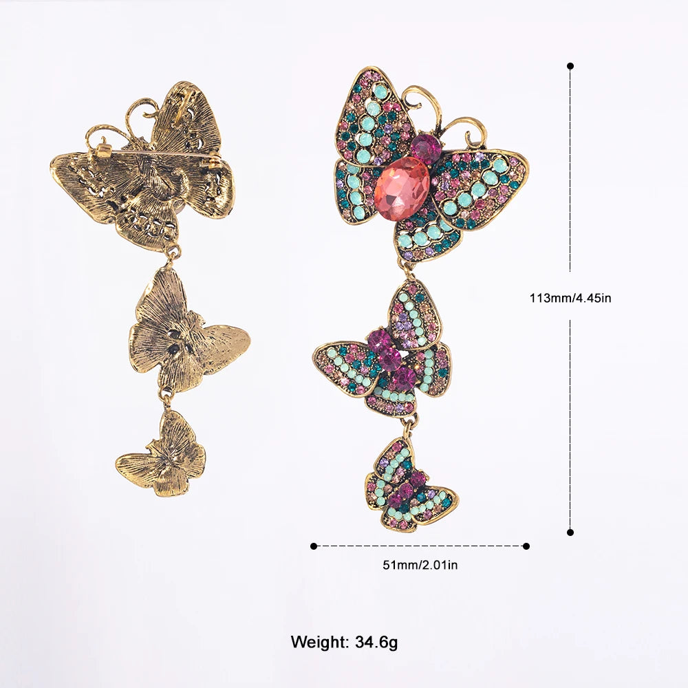 Vintage Butterfly Rhinestone Brooch