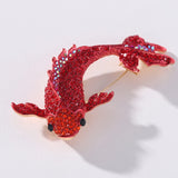 Red Koi Rhinestone Brooch Alloy Drop Glaze Brooch for Women Jewelry Accessories