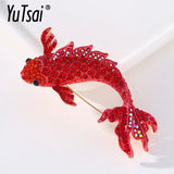 Red Koi Rhinestone Brooch Alloy Drop Glaze Brooch for Women Jewelry Accessories