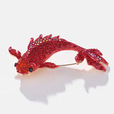 Red Koi Rhinestone Brooch Alloy Drop Glaze Brooch for Women Jewelry Accessories