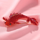 Red Koi Rhinestone Brooch Alloy Drop Glaze Brooch for Women Jewelry Accessories