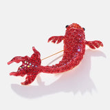 Red Koi Rhinestone Brooch Alloy Drop Glaze Brooch for Women Jewelry Accessories