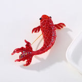 Red Koi Rhinestone Brooch Alloy Drop Glaze Brooch for Women Jewelry Accessories
