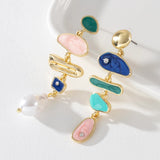 Irregular Pearl Drop Earrings Long Dangle Jewelry YT654