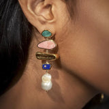 Irregular Pearl Drop Earrings Long Dangle Jewelry YT654