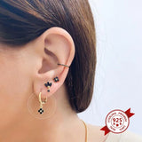 925 Sterling Silver Zircon Earrings Geometric Pendant Wedding Jewelry