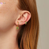 925 Silver Green Zircon Hoop & Stud Earrings Set