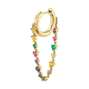 925 Silver Chain Drop Hoop Earrings Rainbow Personality Jewelry