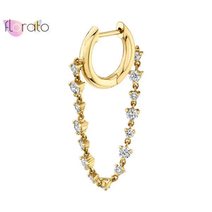 925 Silver Chain Drop Hoop Earrings Rainbow Personality Jewelry