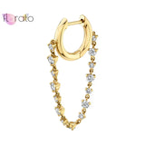 925 Silver Chain Drop Hoop Earrings Rainbow Personality Jewelry