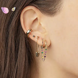 925 Silver Chain Drop Hoop Earrings Rainbow Personality Jewelry