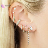 925 Silver Chain Drop Hoop Earrings Rainbow Personality Jewelry