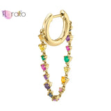 925 Silver Chain Drop Hoop Earrings Rainbow Personality Jewelry