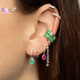925 Silver Chain Drop Hoop Earrings Rainbow Personality Jewelry