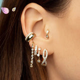 925 Silver Chain Drop Hoop Earrings Rainbow Personality Jewelry