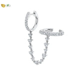 925 Sterling Silver Colorful Zircon Tassel Hoop Earrings for Women