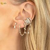 925 Sterling Silver Colorful Zircon Tassel Hoop Earrings for Women