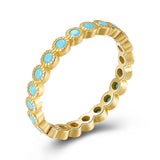 24K Gold-Plated Silver Circle Pave Turquoise Charm Ring for Women