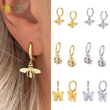 925 Silver Insect Pendant Hoop Earrings