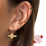 925 Silver Insect Pendant Hoop Earrings