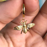 925 Silver Insect Pendant Hoop Earrings