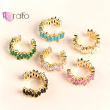 925 Silver Ear Cuff Colorful Zircon CZ Earring