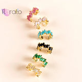 925 Silver Ear Cuff Colorful Zircon CZ Earring