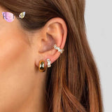 925 Silver Ear Cuff Colorful Zircon CZ Earring