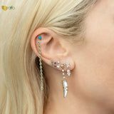 925 Silver Crystal Stud Earrings Colorful Water Drop