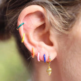 925 Silver Coconut Tree Huggie Earrings with Zircon Crystal