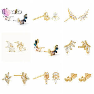 925 Silver Stud Earrings Colorful Female Jewelry
