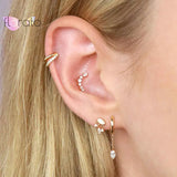 925 Silver Stud Earrings Colorful Female Jewelry