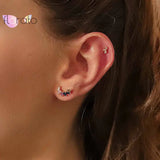 925 Silver Stud Earrings Colorful Female Jewelry