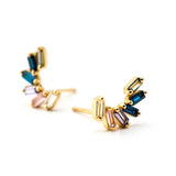 925 Silver Stud Earrings Colorful Female Jewelry