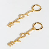 925 Silver Drop Hoop Earring LOVE Word Jewelry
