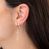 925 Silver Drop Hoop Earring LOVE Word Jewelry