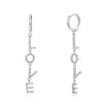 925 Silver Drop Hoop Earring LOVE Word Jewelry