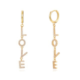 925 Silver Drop Hoop Earring LOVE Word Jewelry