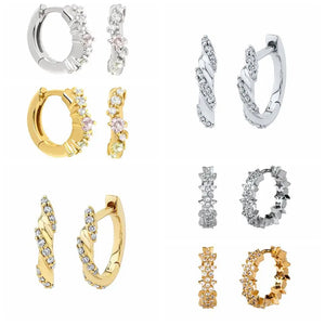 925 Sterling Silver Hoop Earrings Zircon Huggie Earring