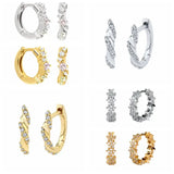 925 Sterling Silver Hoop Earrings Zircon Huggie Earring