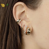 925 Sterling Silver Hoop Earrings Zircon Huggie Earring