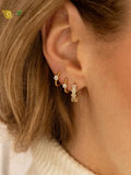 925 Sterling Silver Hoop Earrings Zircon Huggie Earring