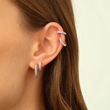 925 Silver Ear Needle Hoop Earrings Purple Water Drop/Cross/Rectangle