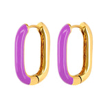 925 Silver Ear Needle Hoop Earrings Purple Water Drop/Cross/Rectangle