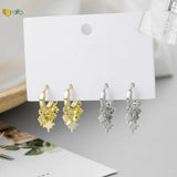 925 Silver Hoop Earrings Cross/Star/Moon Tassel Drop Earings