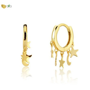 925 Silver Hoop Earrings Cross/Star/Moon Tassel Drop Earings