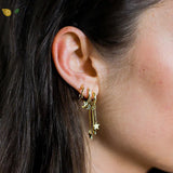 925 Silver Hoop Earrings Cross/Star/Moon Tassel Drop Earings