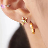925 Silver Pentagram Stud Earrings for Women Small Star Jewelry