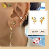 925 Silver Sun Rays Stud Earrings Zircon Jewelry