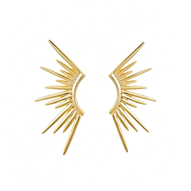 925 Silver Sun Rays Stud Earrings Zircon Jewelry